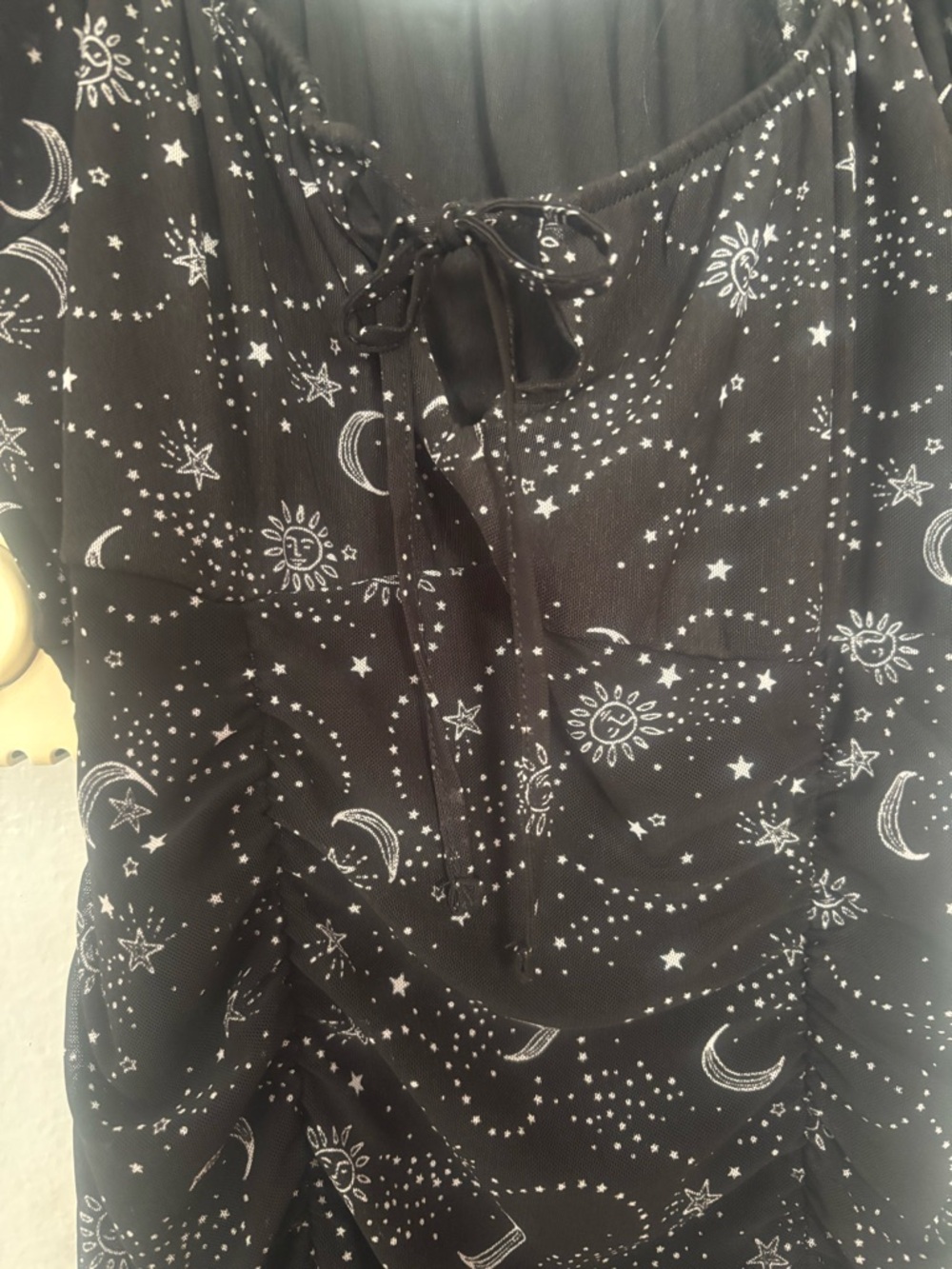 Women’s Size Medium Ultra Flirt Black Moon & Star Print Mini Dress - Picture 2 of 6